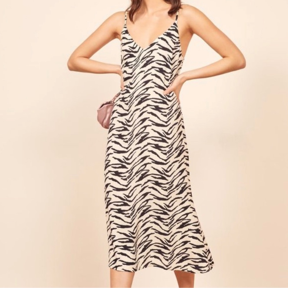 Alexandra Midi Dress, Zebra Print reformation